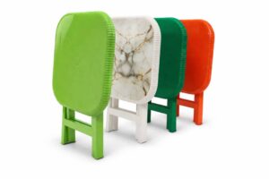 Stacked Foldable Tables in different Colors
